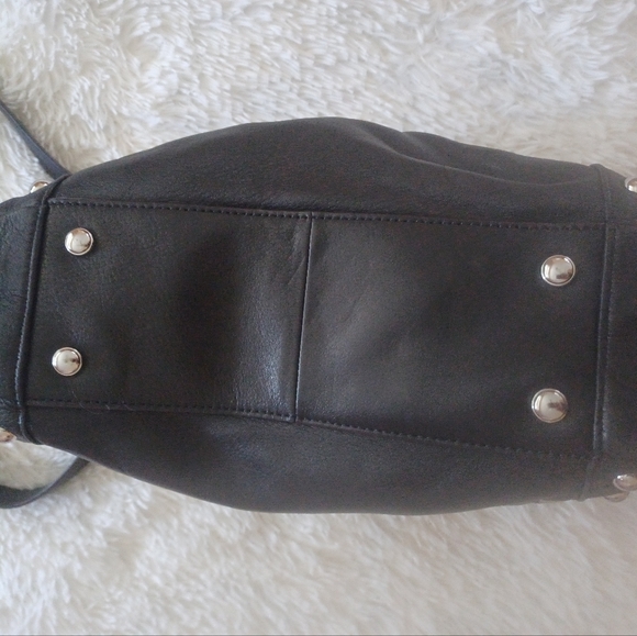 B.MAKOWSKY Leather+Suede Silver Stud Bag. 12 X 14 Animal Print Lining  LIKE NEW - Picture 5 of 11